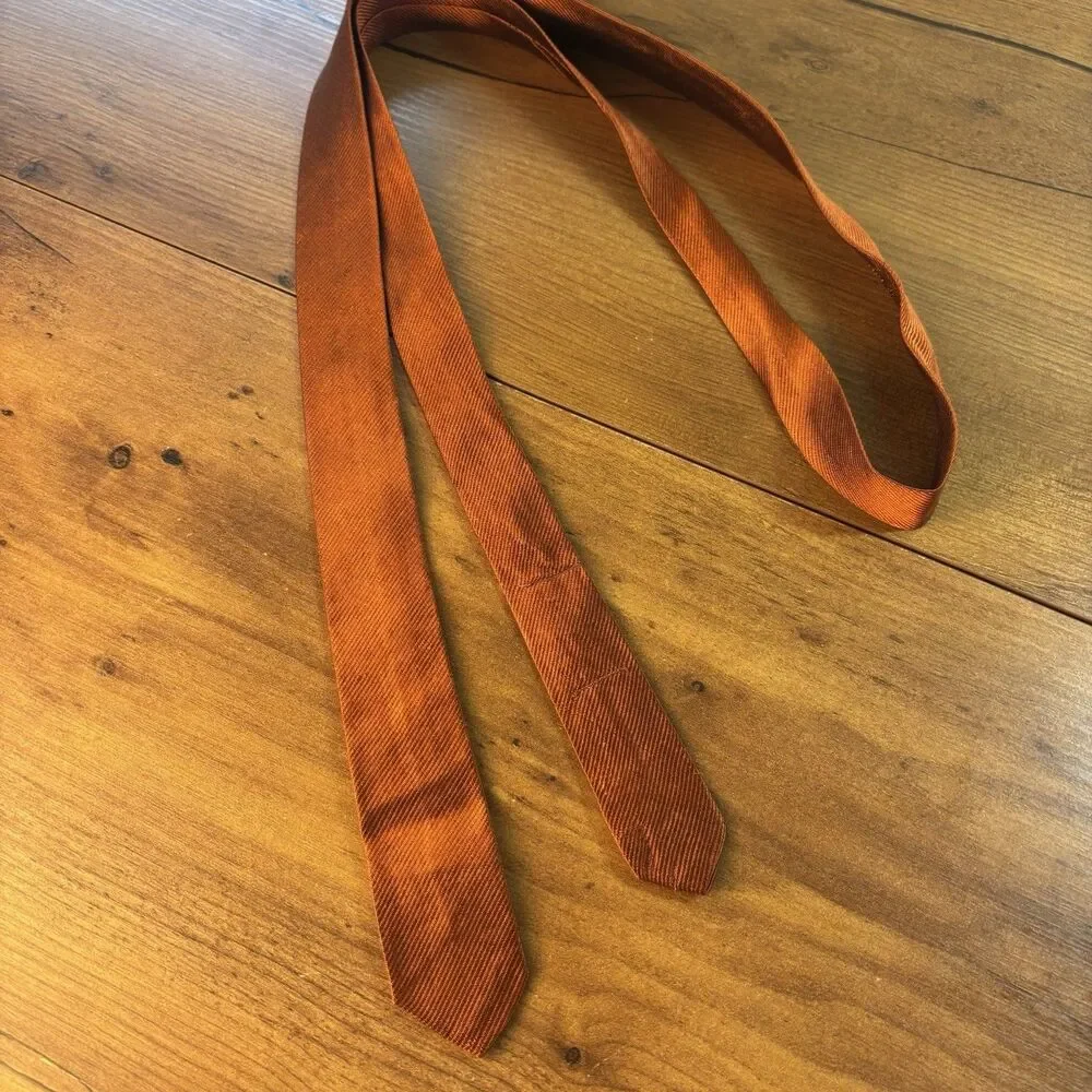 VTG 50s 60s Schlesinger Skinny Ties Lot of 2 Minimalist Rust Orange White NY